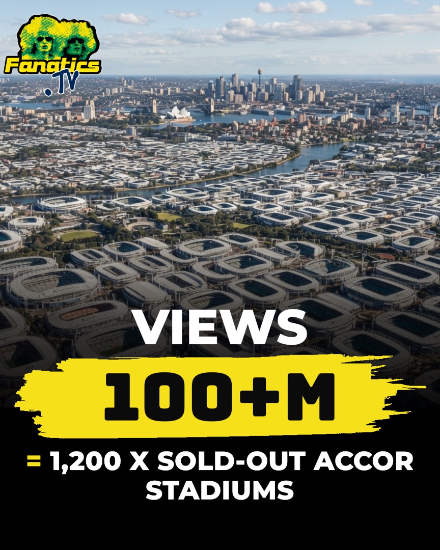 Tile: 100 million plus views equals 1,200 sold-out Accor Stadiums